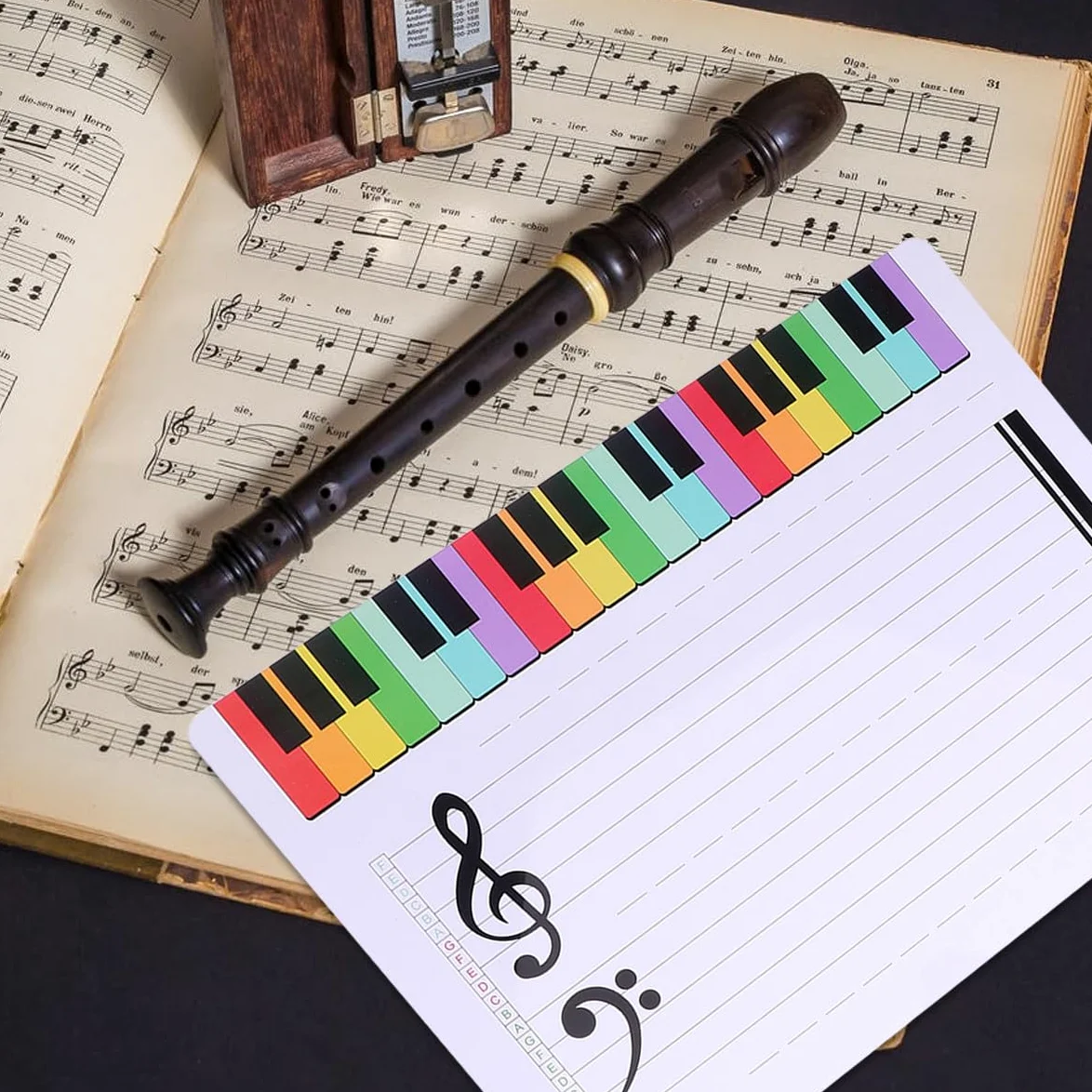 LALAFINA Lavagna Magnetica Cancellabile a 5 Linee Per Spartito 2 Pannelli Lavagna Per Insegnamento e Pratica Musicale Per Scrittura Note
