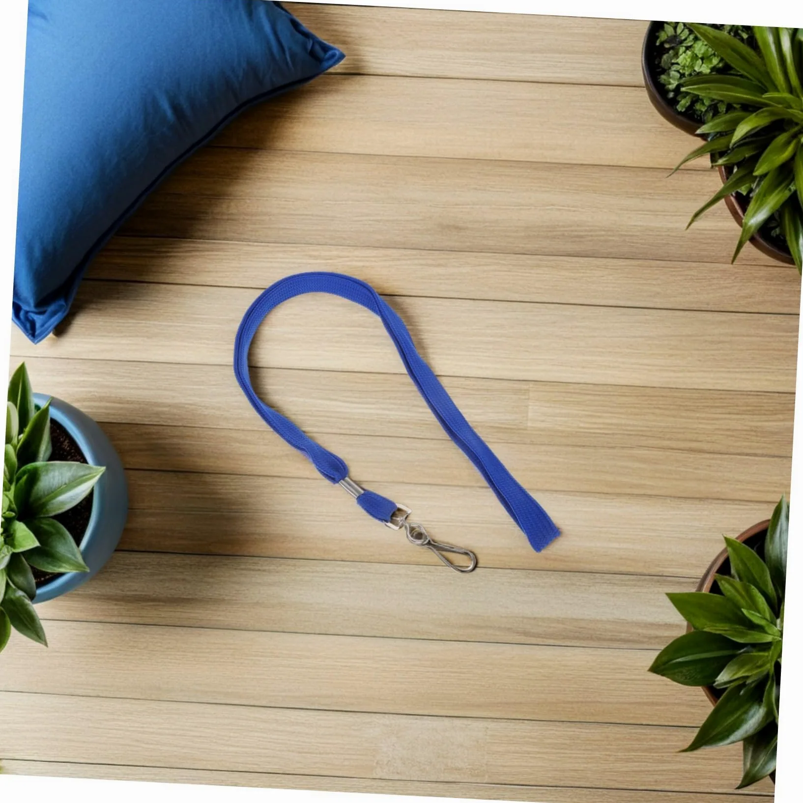 WOONEKY 100 pezzi Cordini Porta Badge Collo Piatto Blu con Gancio per Id Card e Badge da Lavoro Scuola Ufficio Cordicella Intrecciata per Dipendenti e Studenti