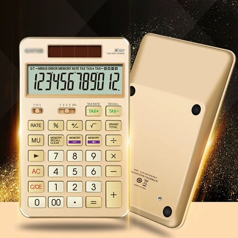 Calcolatrice da Ufficio, Calcolatrice da Tavolo, Calcolatrici da Tavolo con Funzioni Standard Display LCD a 12 Cifre Calcolatrice di Contabilità Finanziaria di Base ad Energia Solare (Color : Pink, Si