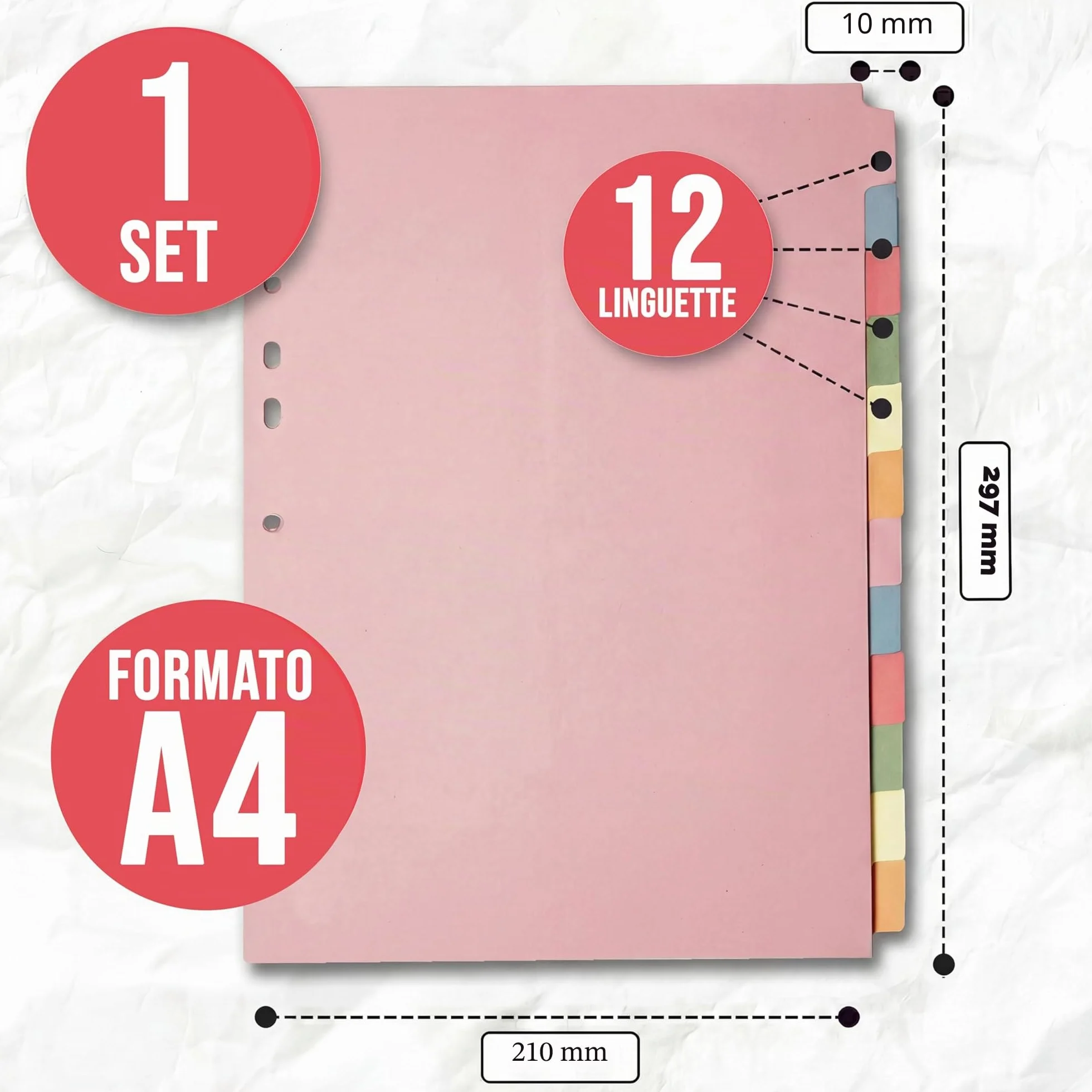 Divisori per raccoglitori con linguette A4 12 parti a 3 anelli