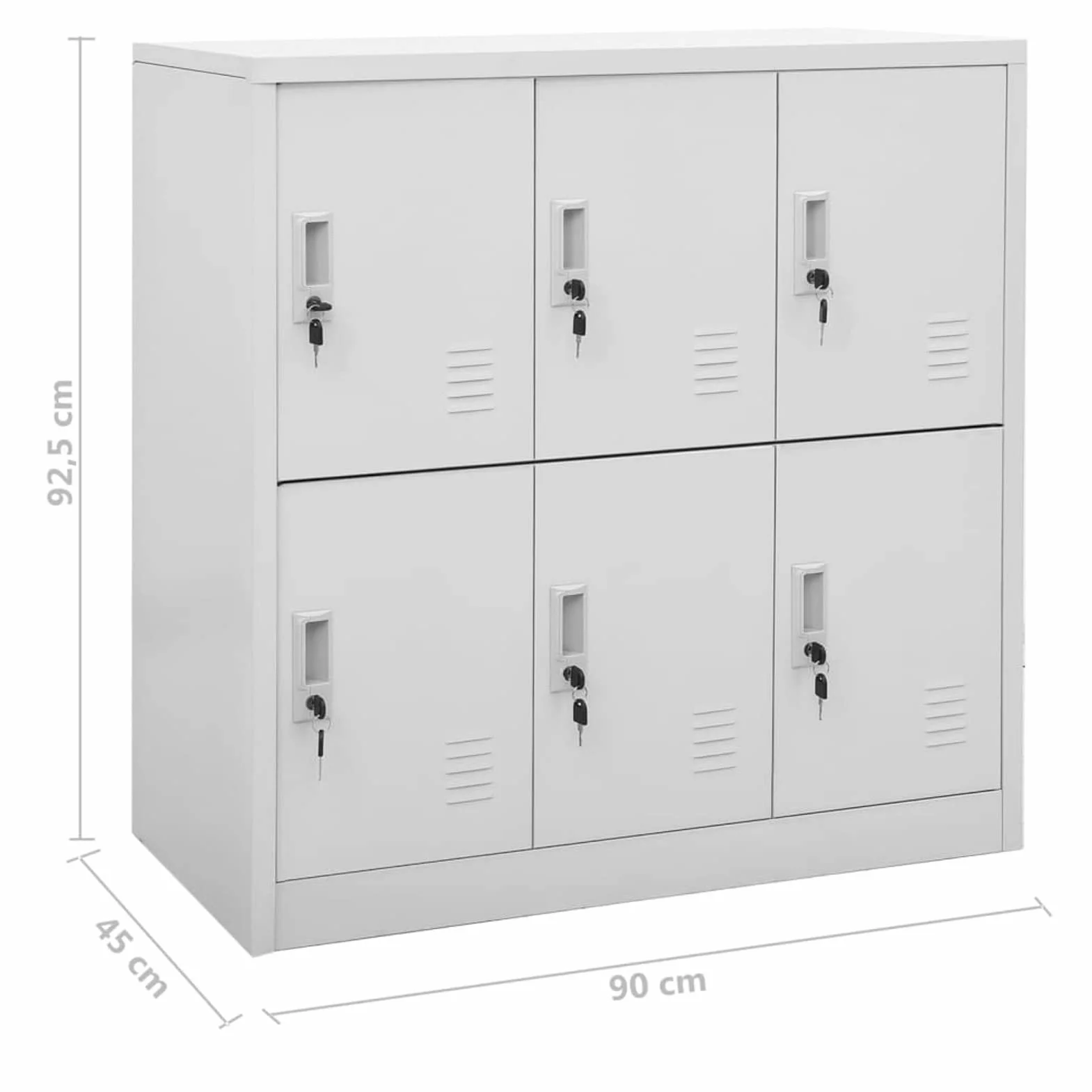Capwee Armadietto Spogliatoio Armadietti con Chiave Armadio Metallico Armadio per Ufficio per Scuole e Uffici in Acciaio-Grigio Chiaro-con 6 armadietti
