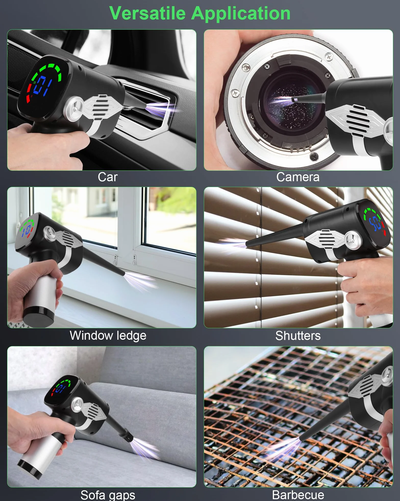 Elettrico Rimuovi Polvere, 3 Velocità Aria Compressa Elettrico Portatile 41000 Giri/Min Rimuovi air duster con LED, Polvere Aria Compressa Senza Fili per Pulizia PC, Tastiera, Auto ed Casa