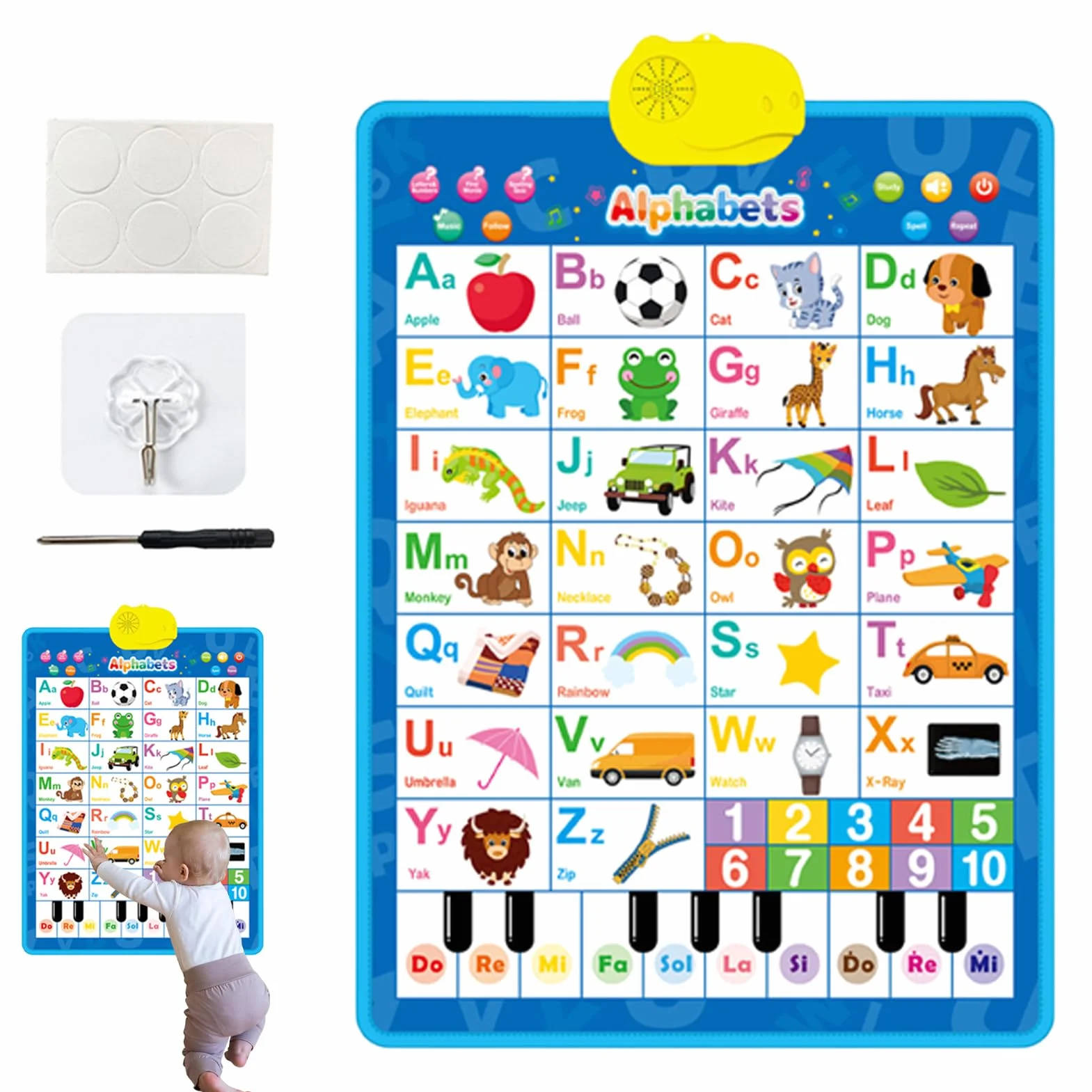 Grafico a muro alfabeto elettronico interattivo poster parlante musicale apprendimento bambini
