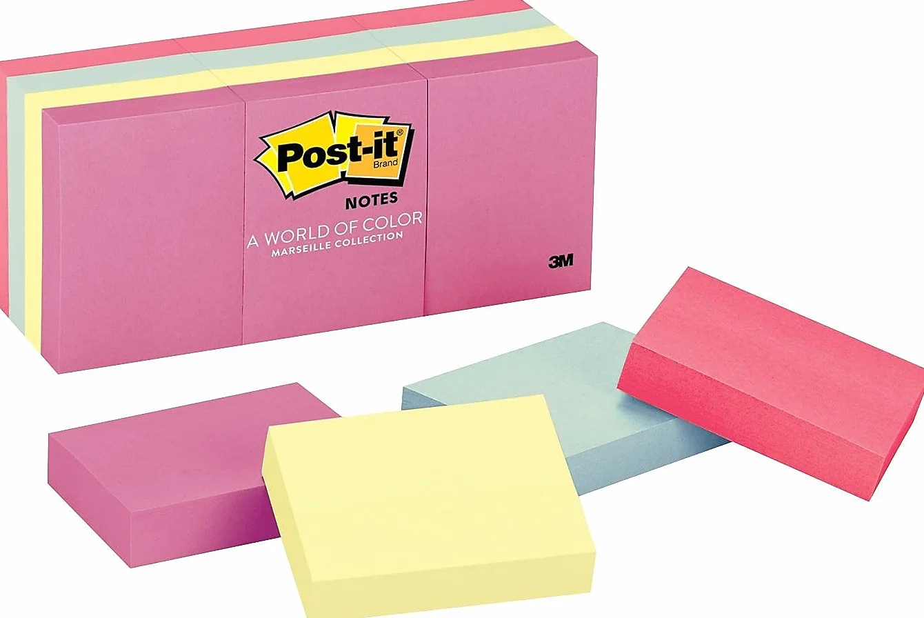 Post-it 653 AST post-it notes, Original, 1 – 1/"x 12/PK, Marseille