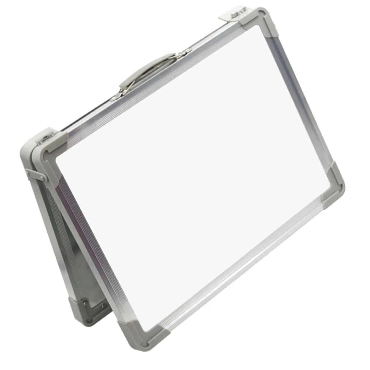 Luxshiny Mini Lavagna Bianca da Tavolo Bifacciale Pieghevole Supporto Regolabile in Alluminio, Lavagna Magnetica Cancellabile a Secco per Casa, Scuola e Ufficio