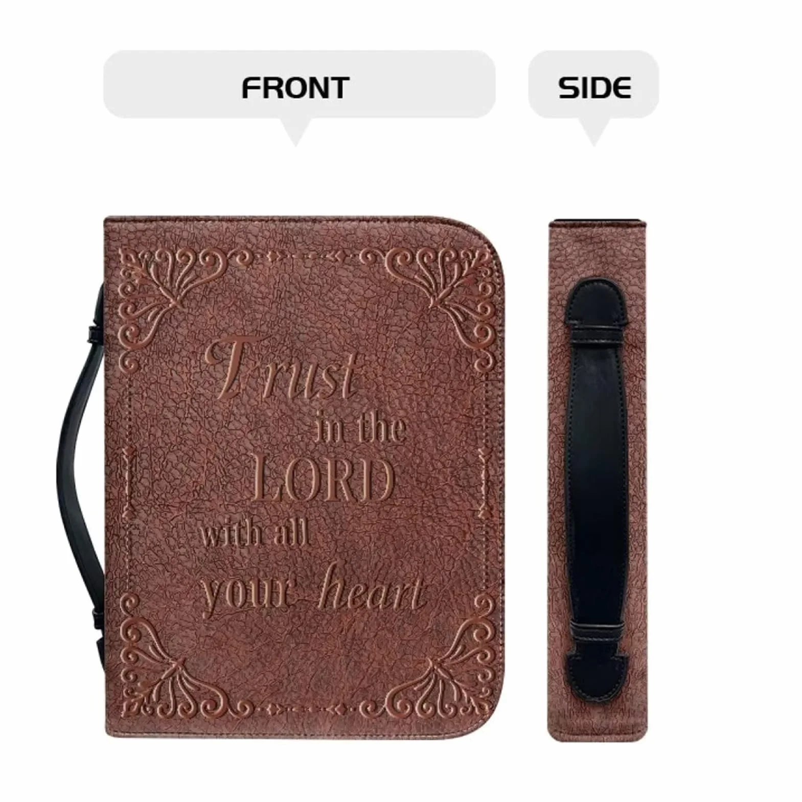 PU Leather Bible Carrier Bag with Handle - Portable Church Bags for Worship & Study