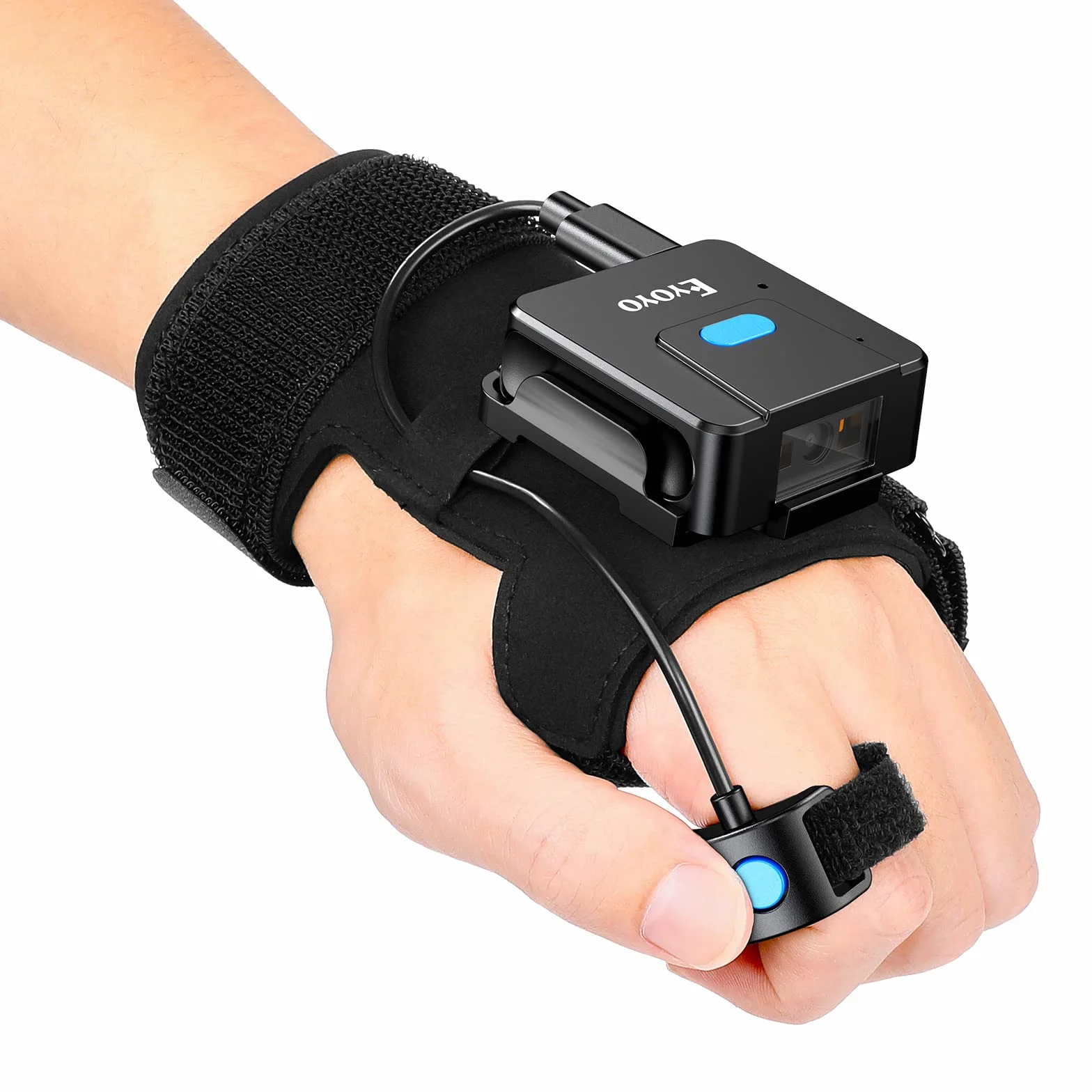 Eyoyo Wearable Glove QR Code Scanner, 1D 2D Finger Ring Bluetooth Barcode Scanner, Left&Right Hand Wearable Lettore di codici a barre, Portable Wireless Book Inventory Bar Code Reader For Phone Tablet
