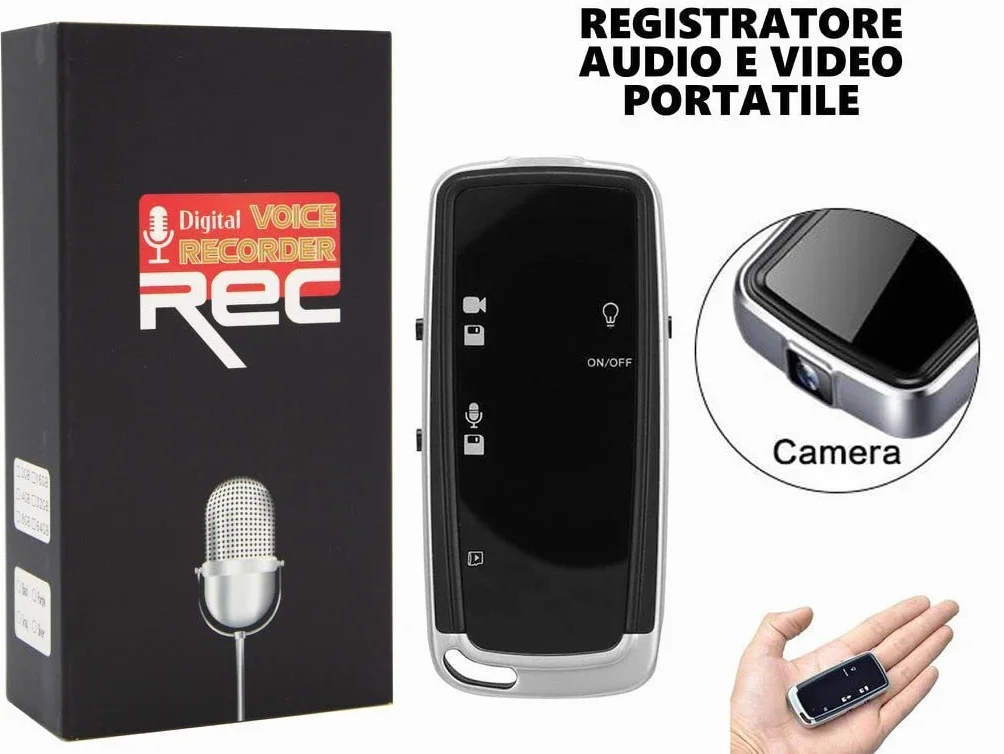 Mini Registratore Vocale Spia con Videocamera HD 1080p – Microcamera Nascosta USB-C – LED Disattivabile – Registrazione Audio e Video – Finto portachiavi - CW785
