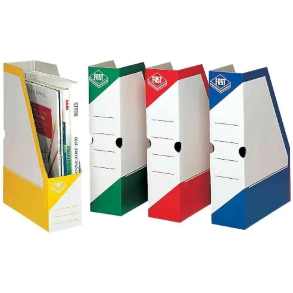 FAST - Set di 25 portariviste, 33 x 25 cm, dorso 8 cm, copertina in cartone ondulato, colore: Blu