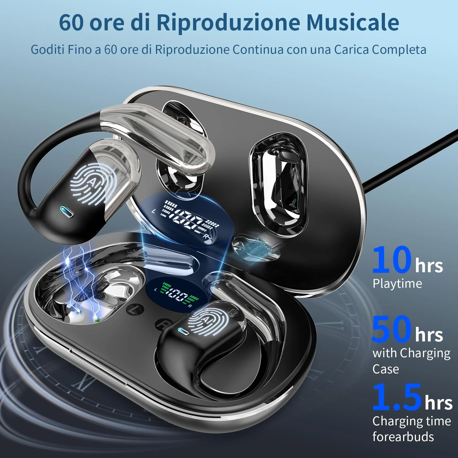 Paekole AI Cuffie Traduzione Simultanea, 2026 Auricolari Bluetooth 6.1 Wireless, 4 in1 Cuffie Traduzione Bluetooth 60 ore con ENC, 198 Lingue Auricolari Traduttori Istantanei Vocali Gratuite