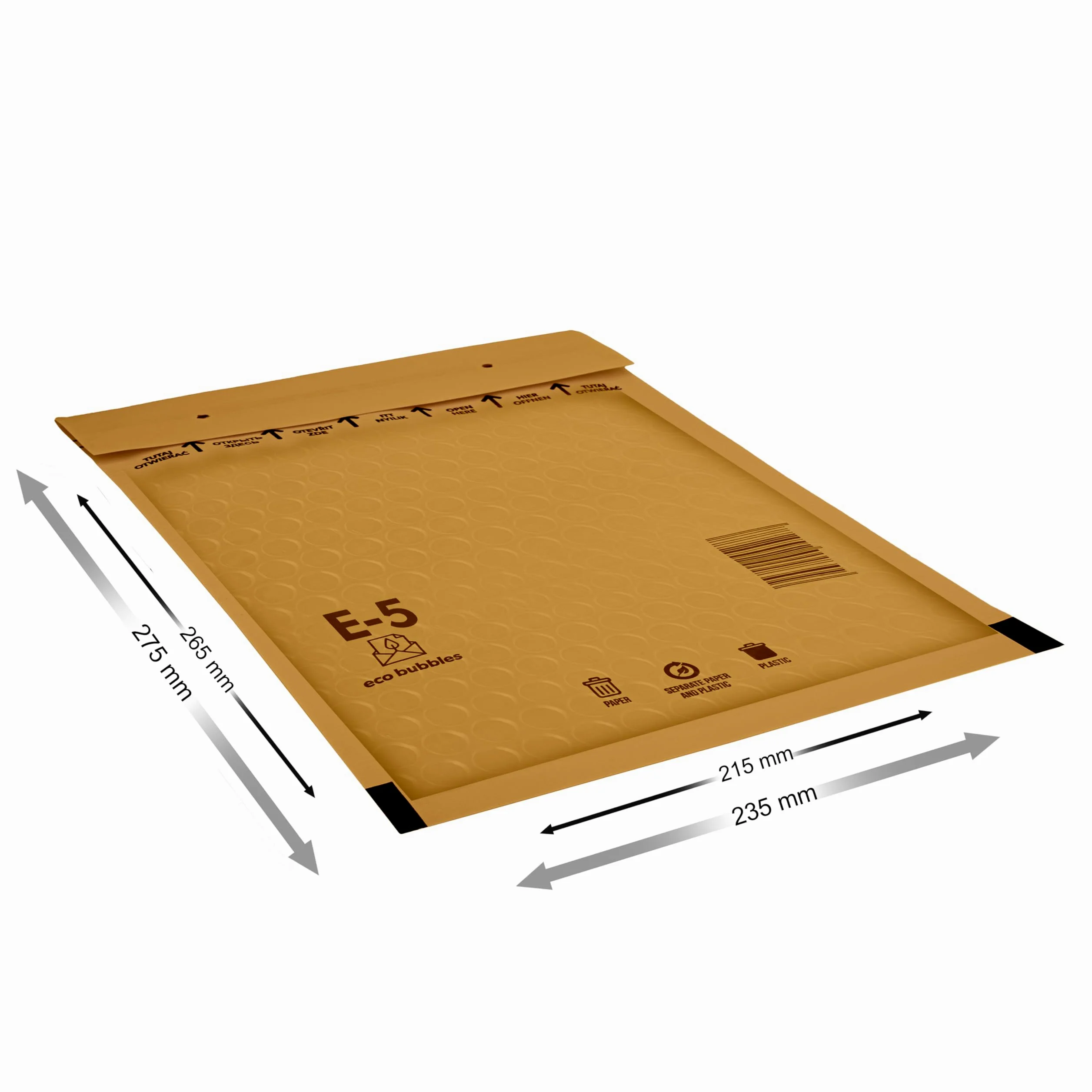 100 buste imbottite per spedizioni a bolle d'aria, dimensioni E/5 E5, marrone (240 mm x 275 mm)