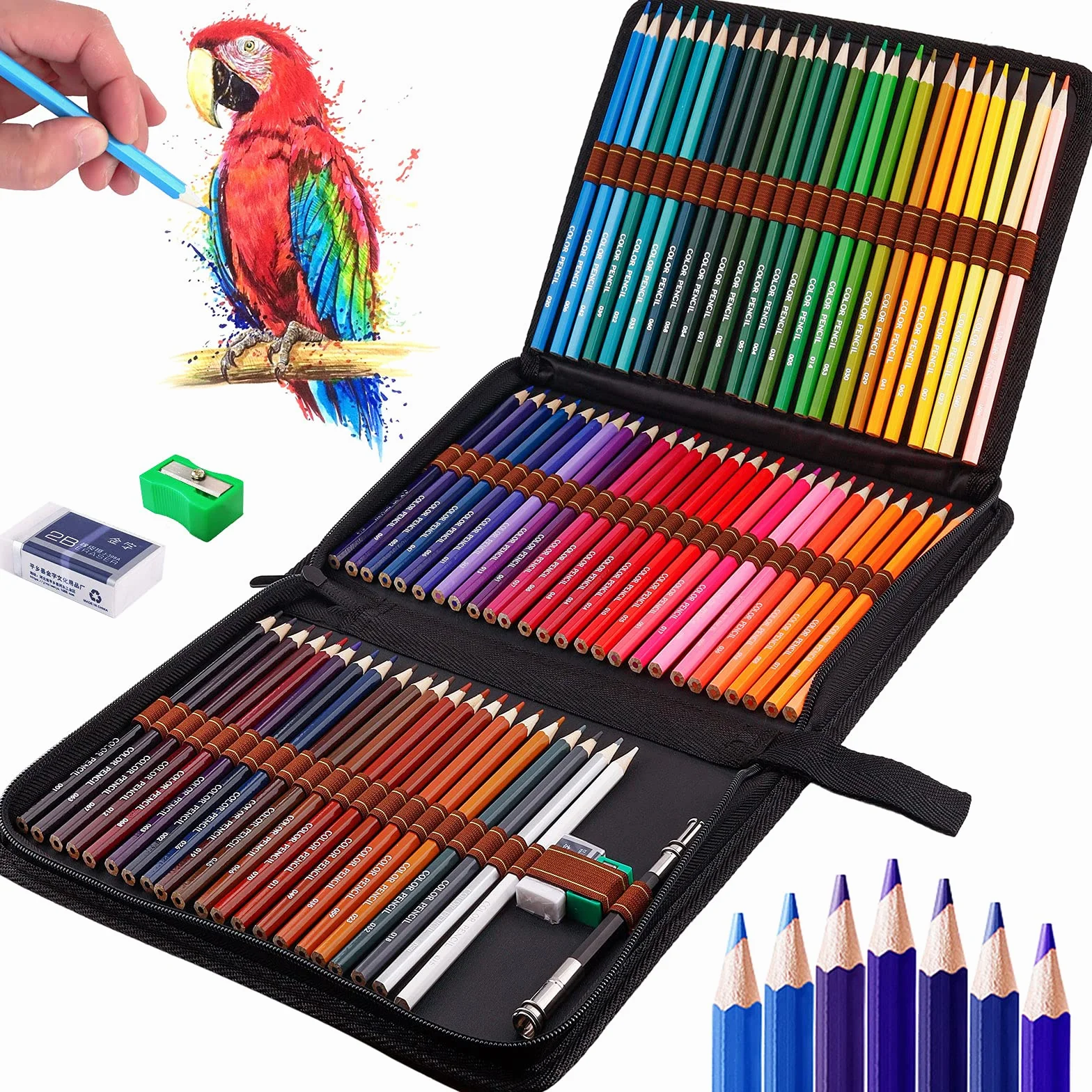 Frasheng Professionali Matite Colorate Set da 72 con Astuccio Zip Gomma Estensore Temperino per Disegno