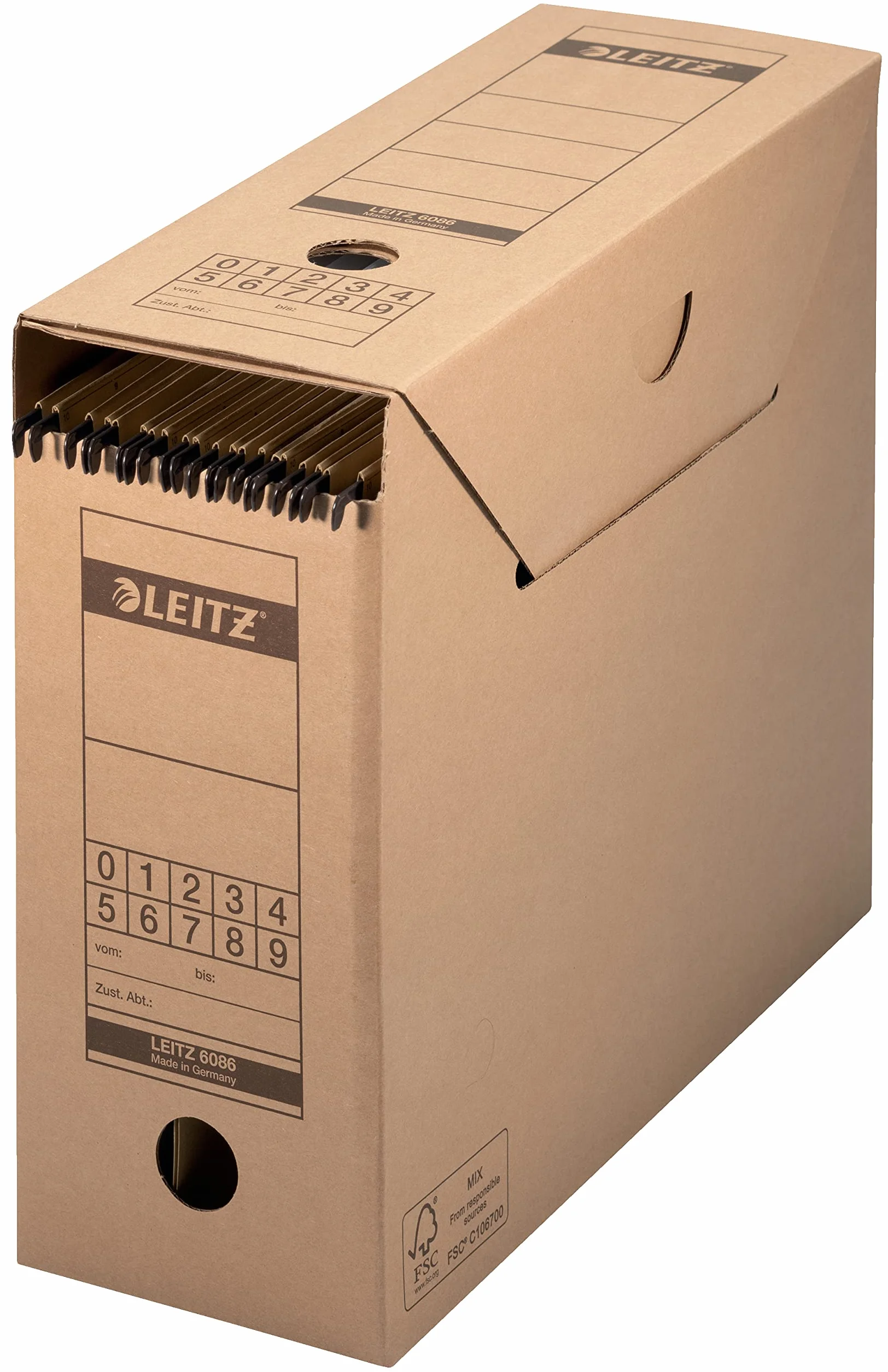Leitz Premium 60860000 - Scatola per archivio con chiusura a linguetta, 10 pezzi, riciclabile al 100%, certificata FSC, colore: Marrone naturale