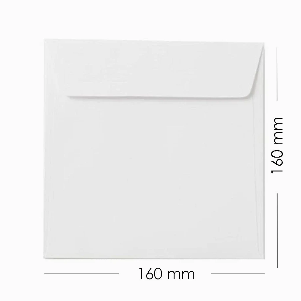 Paper24 - Buste da lettera quadrate, 160 x 160 mm, 16 x 16 cm, con chiusura adesiva, 2 biglietti per buoni regalo, colore: bianco 100 g, 200