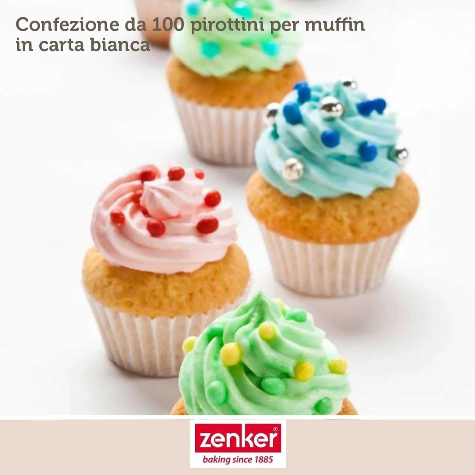 Zenker Set 100 Pirottini Carta Muffin Cup Cake Temperatura 220°C Ø7 x 3 cm
