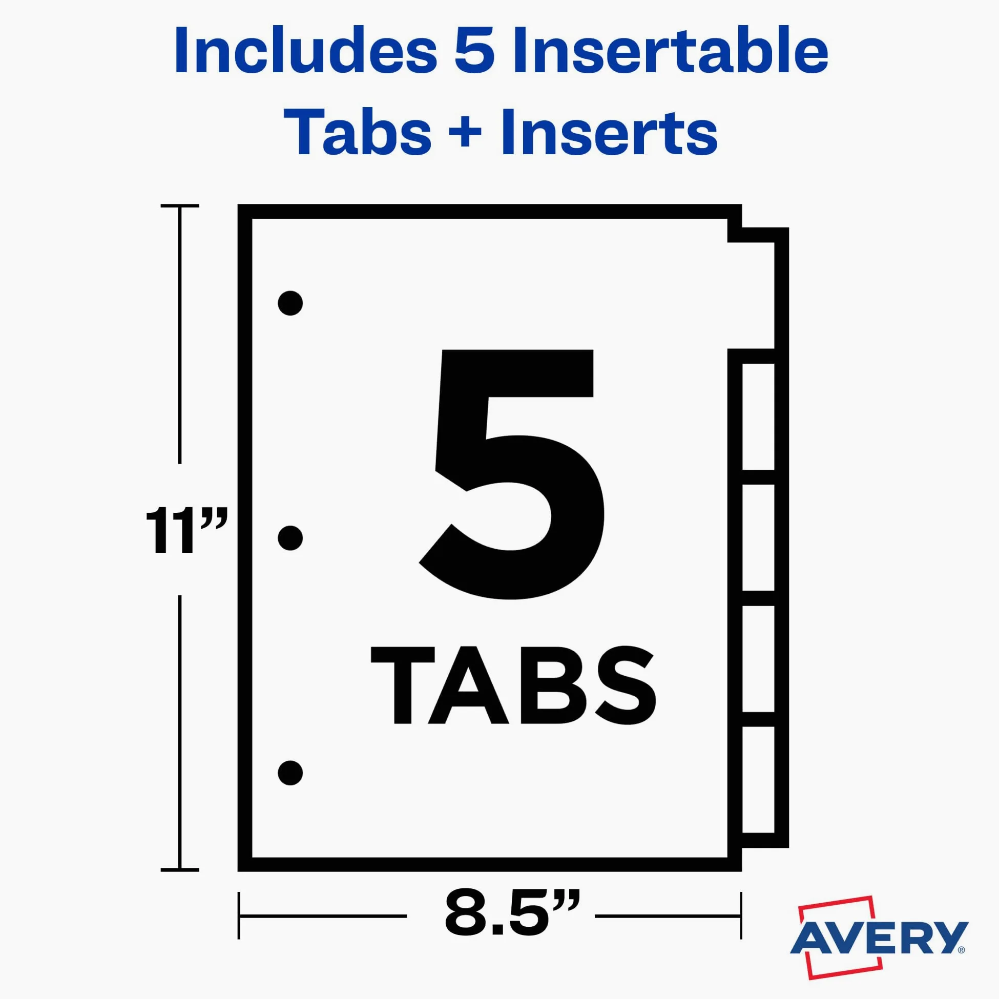 Avery Big Tab 5007278211900 - Divisori in plastica, 5 linguette multicolori, confezione da 24