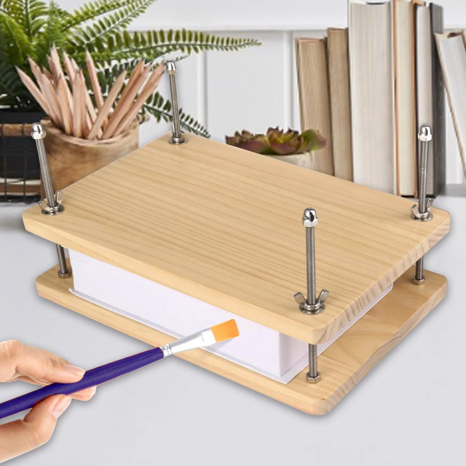 Pressa Per Libri In Legno, 30x20cm Strumento Di Rilegatura Manuale Multifunzionale Resistente Accessori Forniture Per Rilegatura Per Casa Scuola Ufficio Fai Da Te