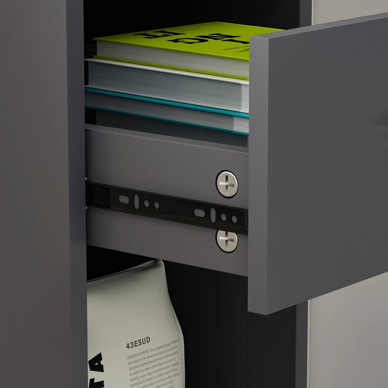 Banco reception Cassettiera con ripiano e cassetto, bancone patchwork nero-grigio, MDF, 40 x 121 x 110 cm