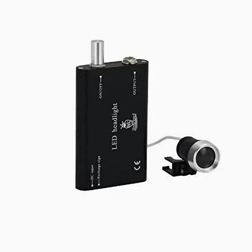Binocolo chirurgico 3,5 x 420 mm, vetro ottico con lampada a LED e scatola in alluminio (nero)