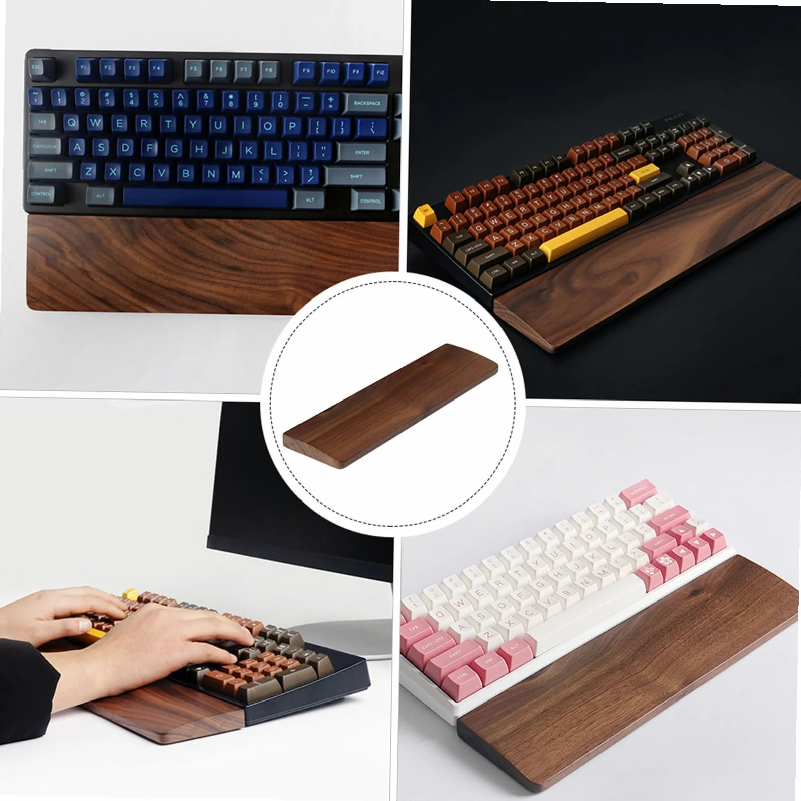 Mobestech Poggiapolsi in Legno Per Tastiera Poggiapolsi Per Computer Design Ergonomico Supporto Per Polso in Legno Massello Texture Naturale Allevia Affaticamento e Dolori Da Digitazione