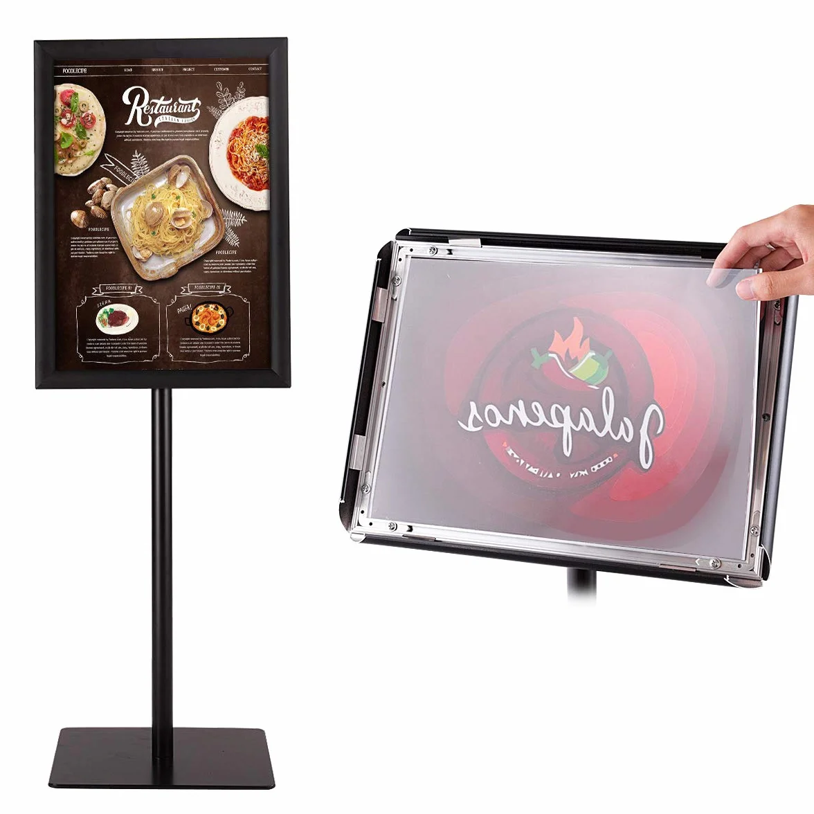 COSTWAY Espositore da Pavimento per Poster A3 Girevole 360° Regolabile in Altezza Nero