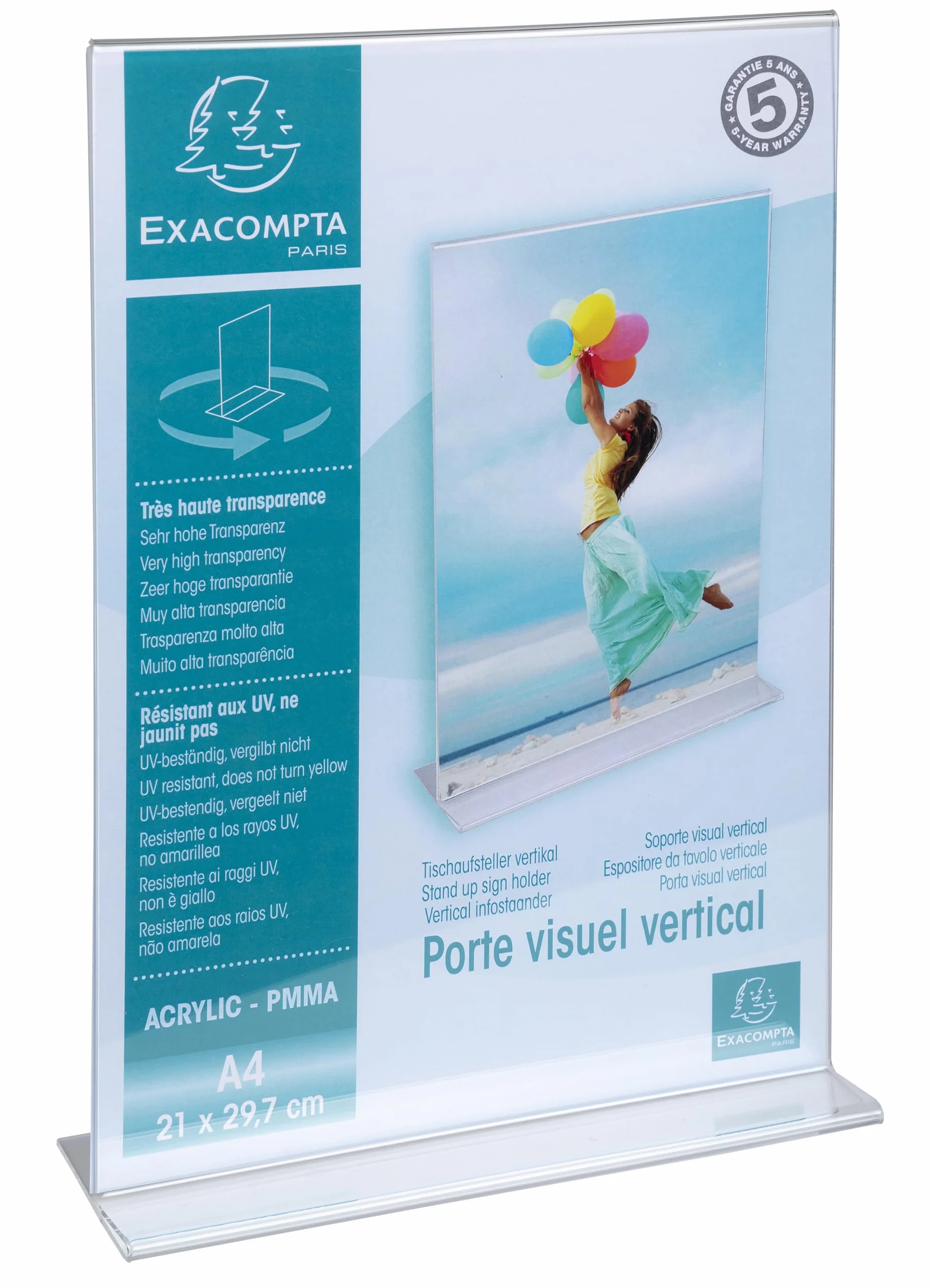 Exacompta Portello visivo A4 verticale destro 210x297 mm PMMA acrilico Cristallo