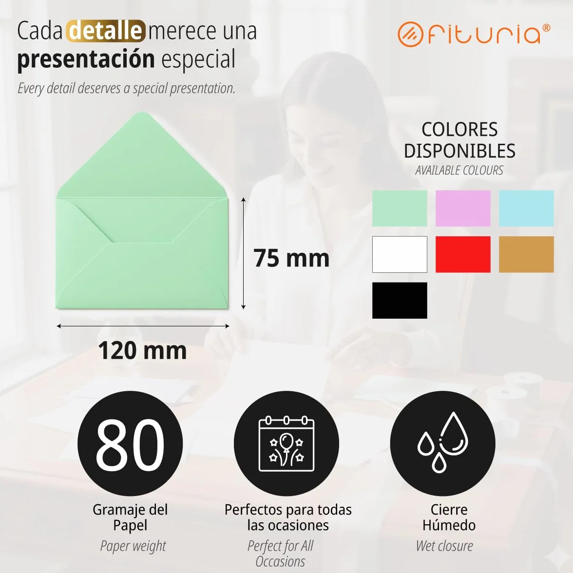 Ofituria buste di carta colorate 75x120 mm 30 pezzi