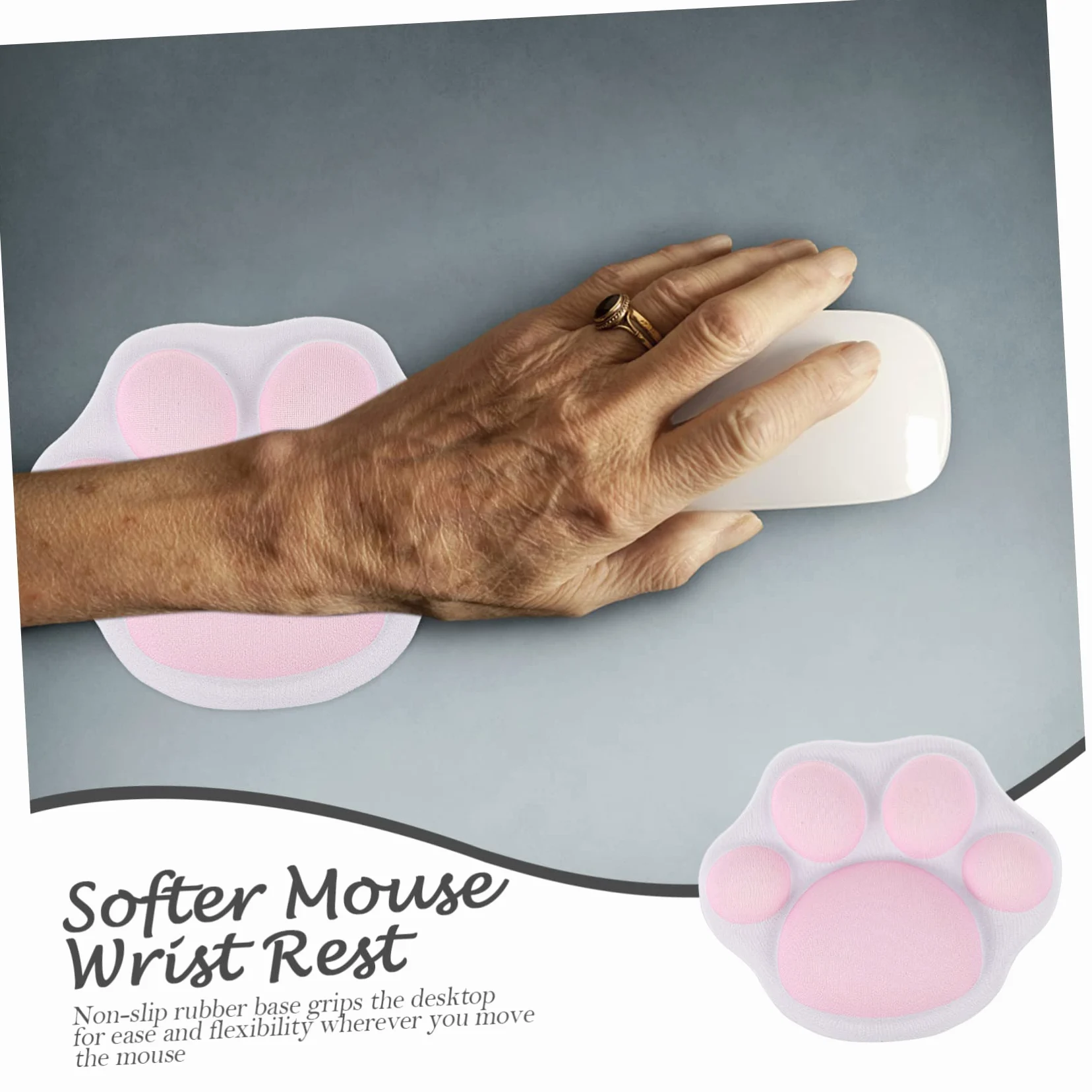 Angoily 4 Pezzi Poggiapolsi per Mouse Silicone Morbido Design Adorabile e Confortevole per Ufficio e Casa Fatica Del per Donne