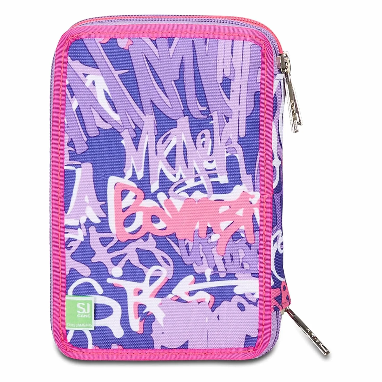 SJ Gang Astuccio Scuola 3 Zip, Rosa, Sphere Full Girl, Portapenne Triplo Scomparto Completo Di Penne, Matite, Colori, Accessori Zaino, Elementari, Medie, Bambina