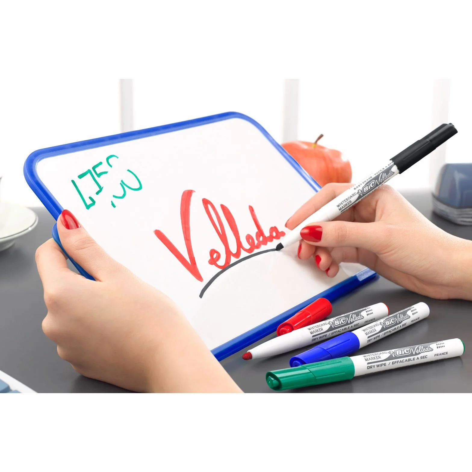 BIC Velleda 1741 Pennarelli per lavagna bianca cancellabili a secco, punta conica media, colori assortiti, confezione da 60