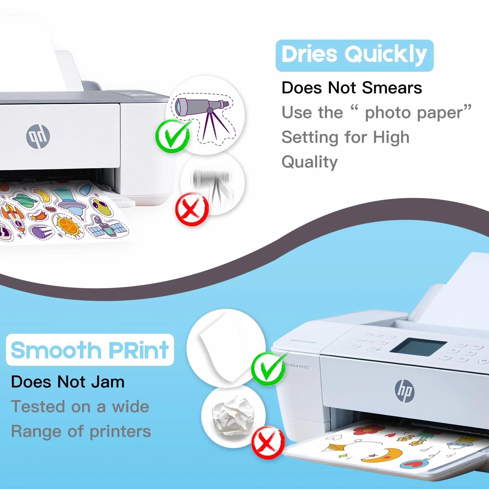 Carta adesiva in vinile stampabile per stampante a getto d'inchiostro A4 297x210 mm impermeabile compatibile Cricut colori vivaci Trasparente 30 fogli