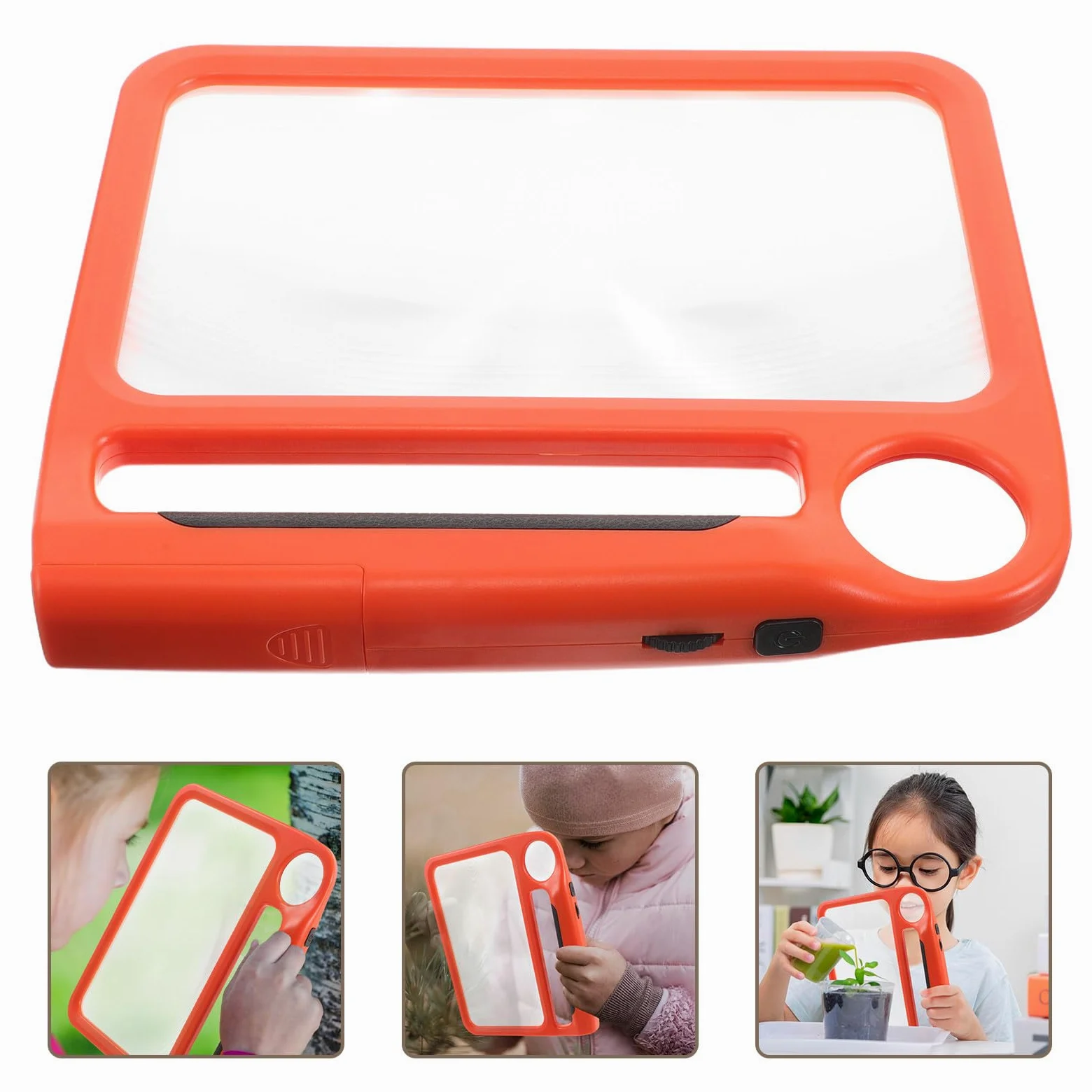 Lente d Ingrandimento Portatile Ingrandimento in Plastica Luce LED Arancione Regolabile 5x10x per Lettura a Casa in Movimento