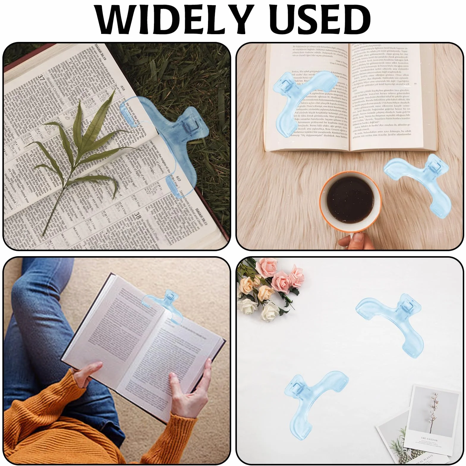 Clip per libri resistenti trasparenti blu multifunzionali porta pagine 2 pezzi