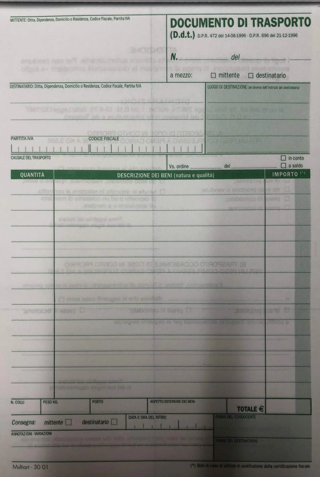 10 Blocchi Documento di Trasporto formato 22.5 x 14.8 cm 50 moduli a 3 copie