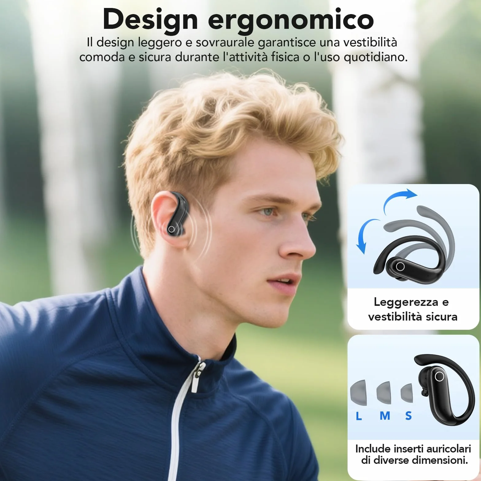 NE61 - cuffie traduzione simultanea con frequenza cardiaca e monitor dell'ossigeno nel sangue, 3 in 1 in auricolari traduttore simultaneo per 134 lingue con app, Bluetooth 6.0, 8 modali per business