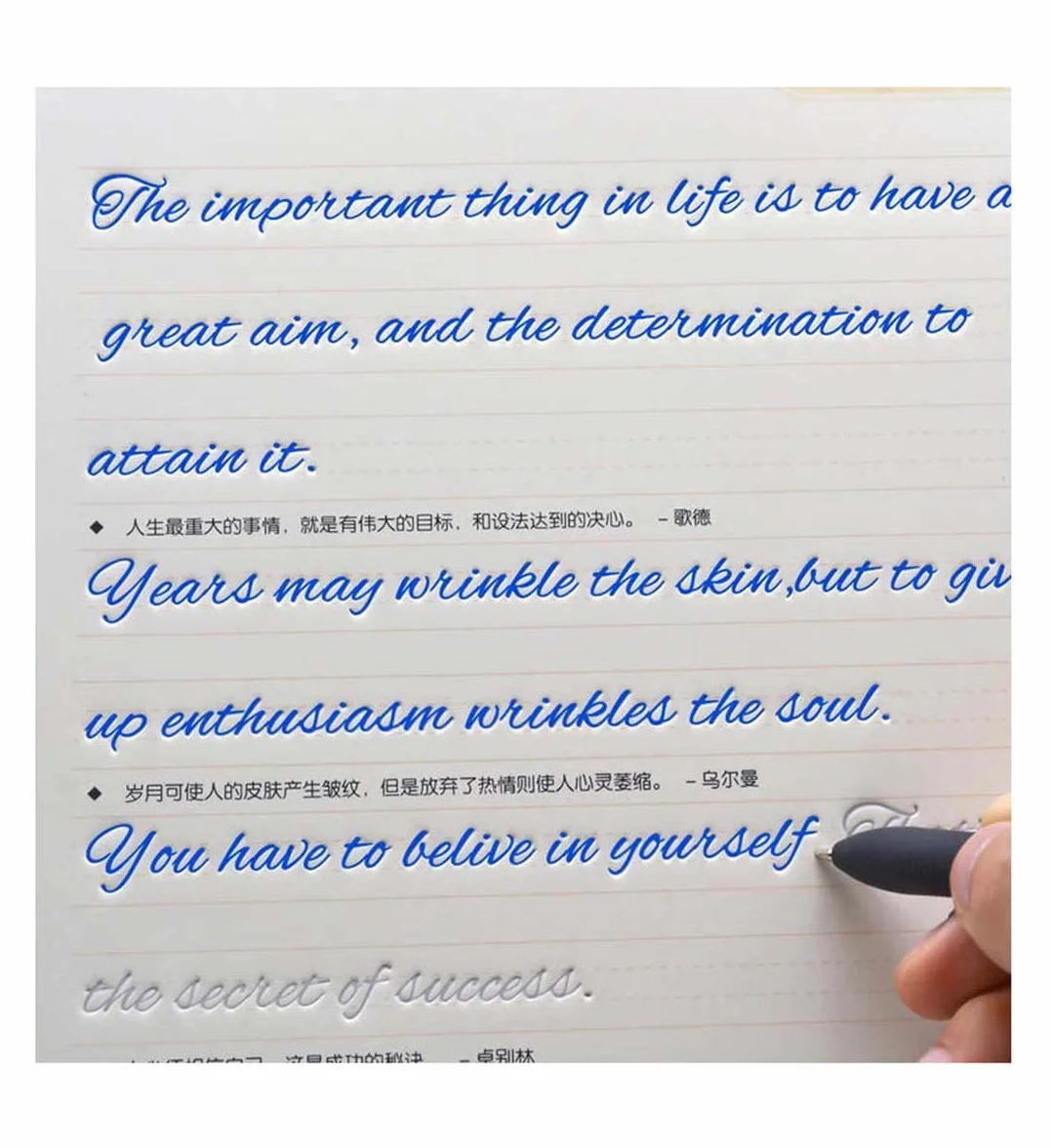 Fendawn Strive Bella calligrafia inglese rotonda, pratica di scrittura a mano Copybook Board Groove Training copybook