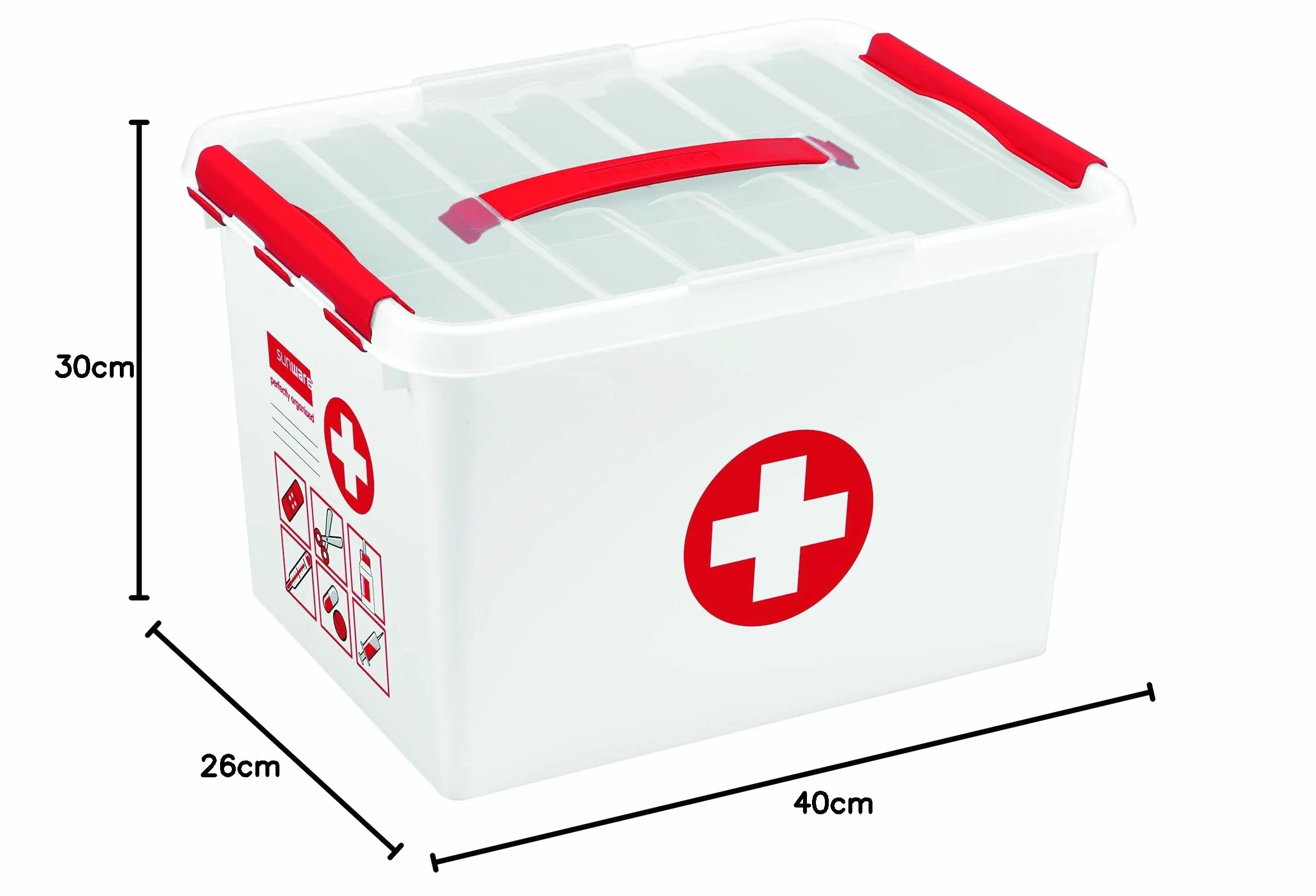 Sunware Q-Line Valigetta Pronto Soccorso Vuota 22L – 40x30x26cm – Cassetta Medica – Kit Primo Intervento Casa Auto – Senza Contenuto