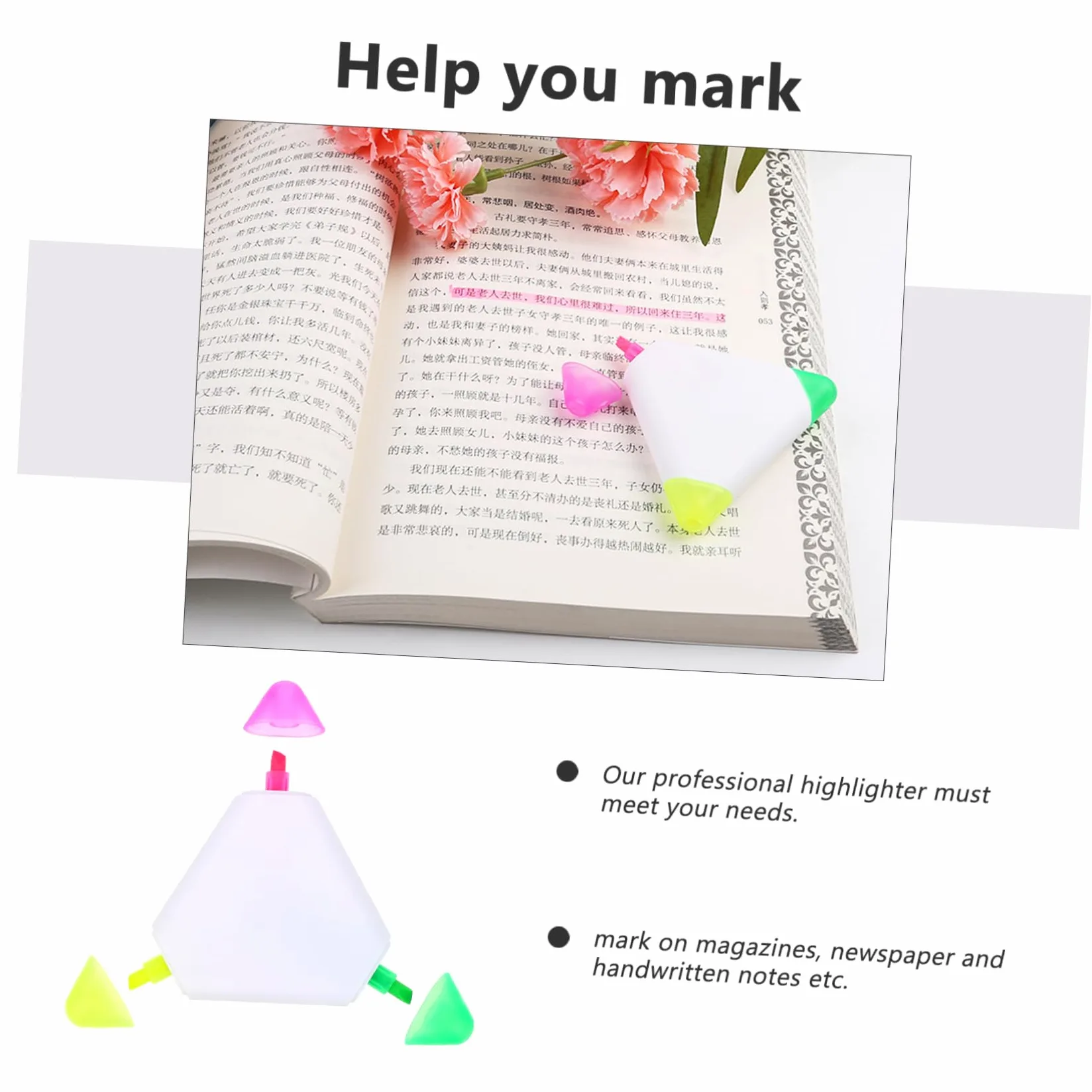LALAFINA 15pezzi Evidenziatori Triangolari Ergonomici Con Colori Fluorescenti Per Studio e Ufficio Di Pennarelli Per Annotazioni e Segnatura Rapida