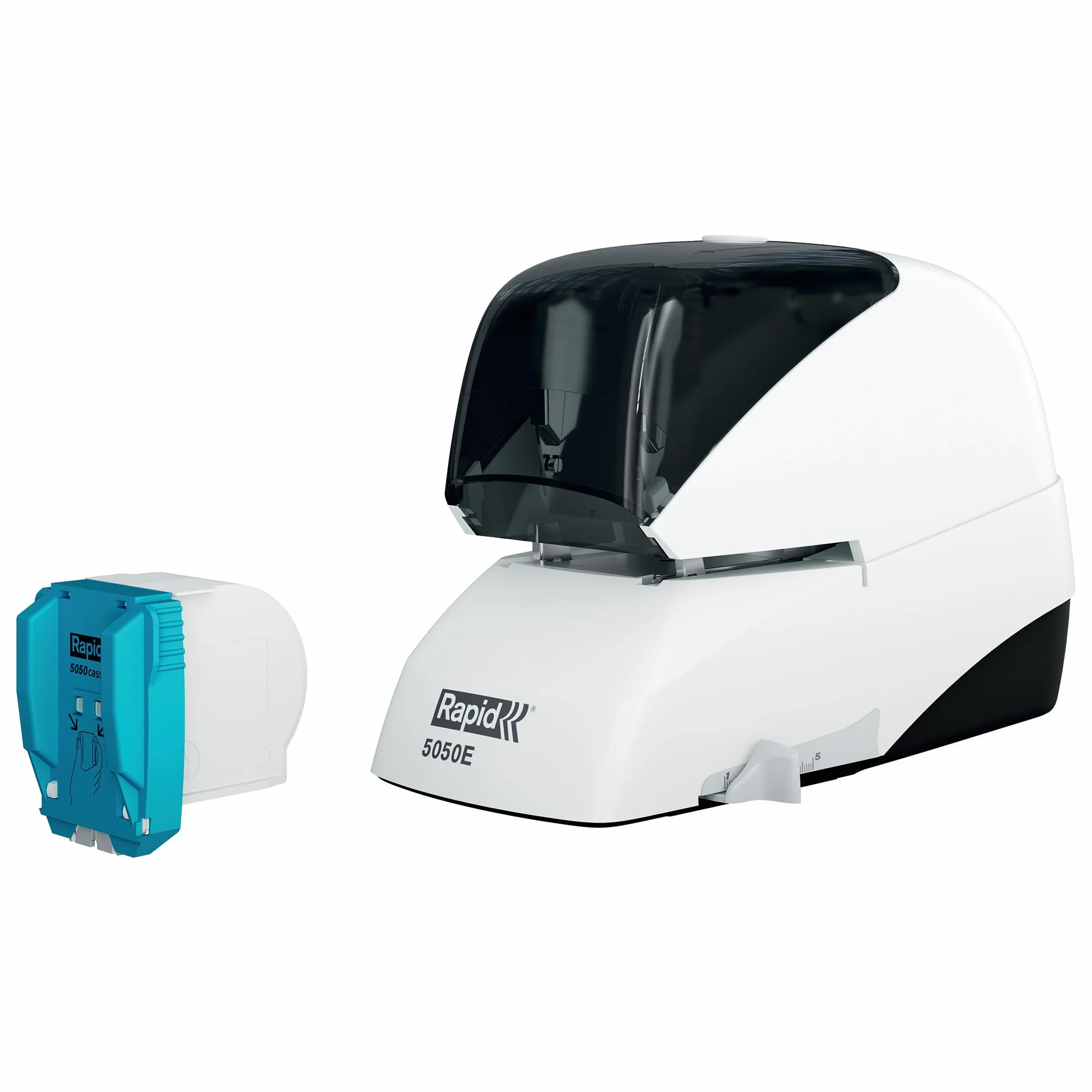 Rapid 5050E - Cucitrice elettrica Supreme, 50 fogli, 10 pagine, colore: bianco/grigio