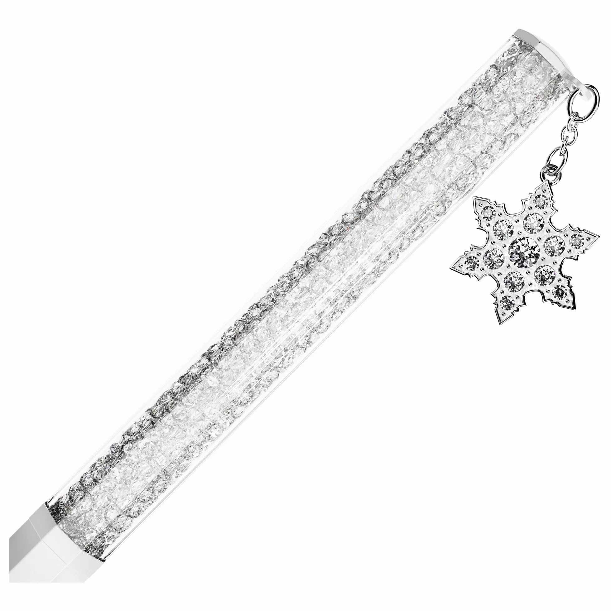 Swarovski Penna a sfera Crystalline, Forma ottagonale, Fiocco Di Neve, Bianco (Argentato), Laccato bianco