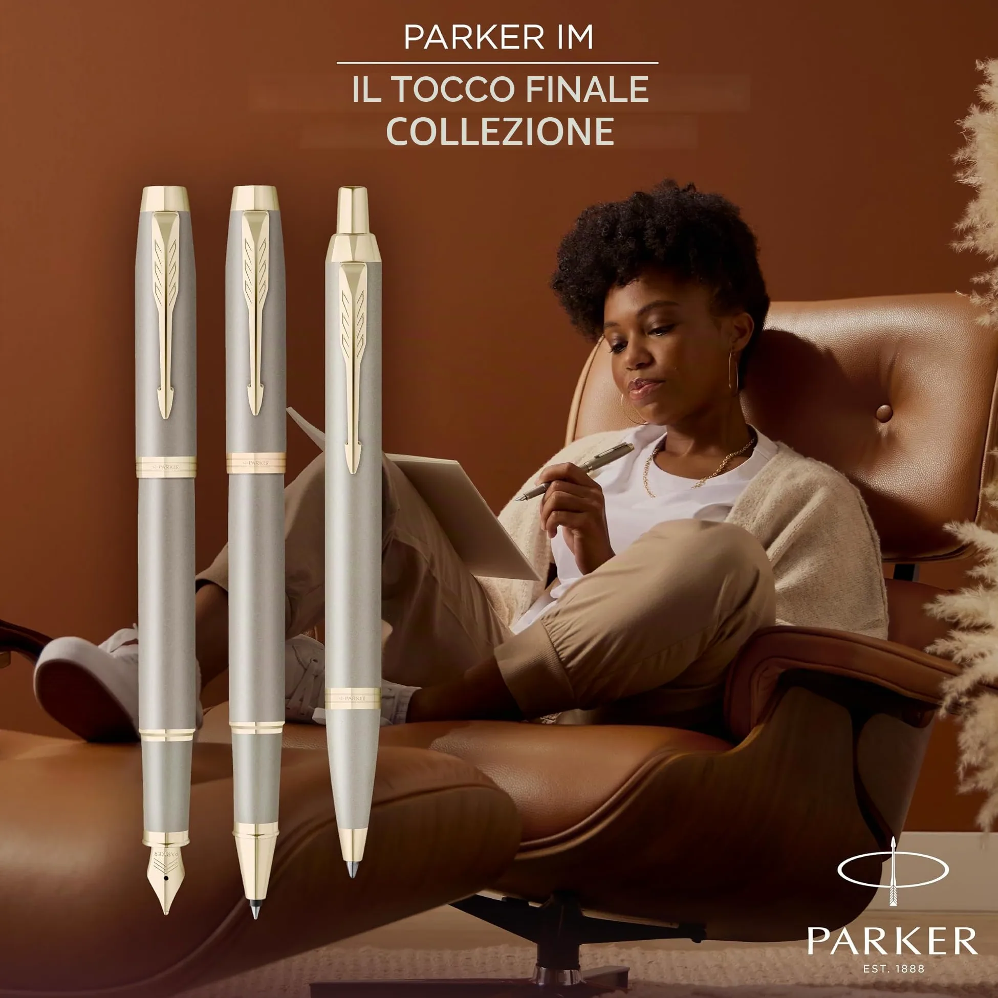 Parker IM Penna roller | Collezione Finishing Touch | finitura sabbia | punta media | inchiostro nero | confezione regalo