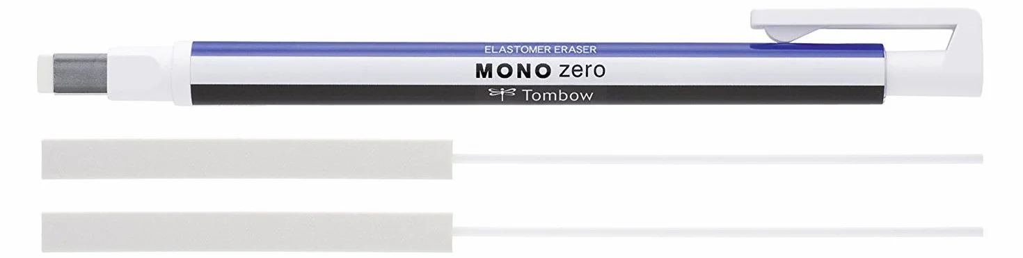 Tombow Mono Zero Gomma a penna ricaricabile punta squadrata 2,5 x 5 mm Bianco + ricarica