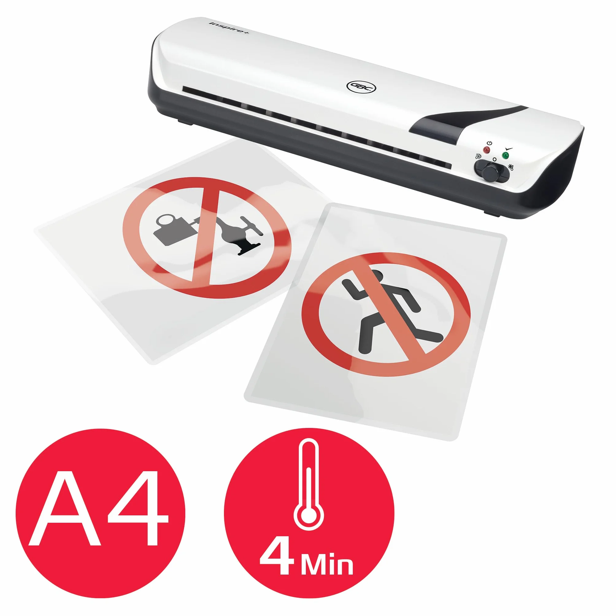 GBC Inspire+/Rexel Style 2104511 - Laminatrice A4, con 5 buste per plastificazione a freddo e termica, formato A4, tempo di riscaldamento rapido di 4 minuti, ideale per casa e ufficio, colore: bianco