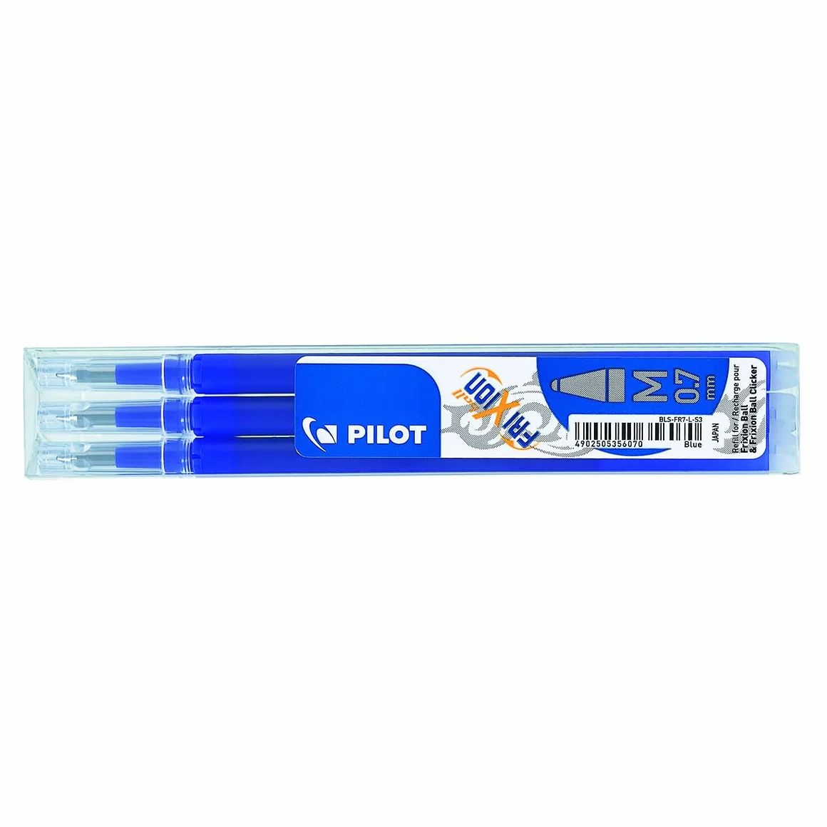 Pilot Frixion Ball Refill 0.7 mm Penna a Sfera Confezione da 3 Blu