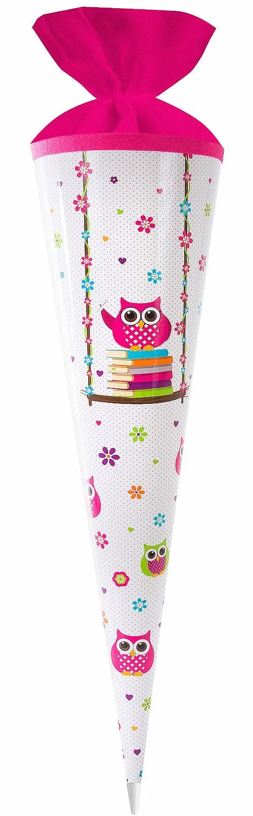 Goldbuch Sacchetto per la Scuola con Motivo Gufi, Sacchetto di Zucchero 70 cm, Sacchetto Regalo con Chiusura in Feltro