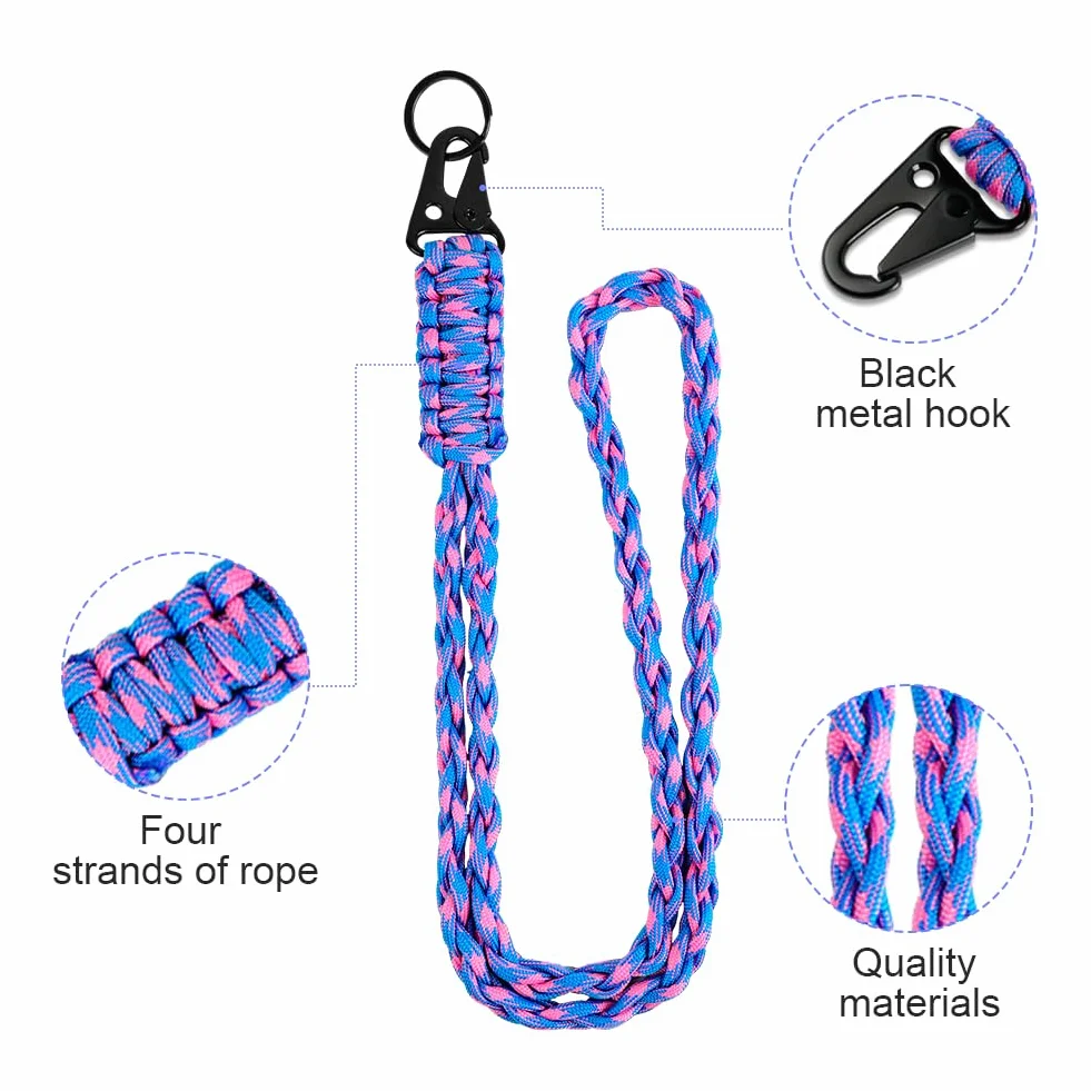 Vicloon Portachiavi Paracord 2pz Intrecciato con Moschettone Cordino Paracadute Viola Rosa