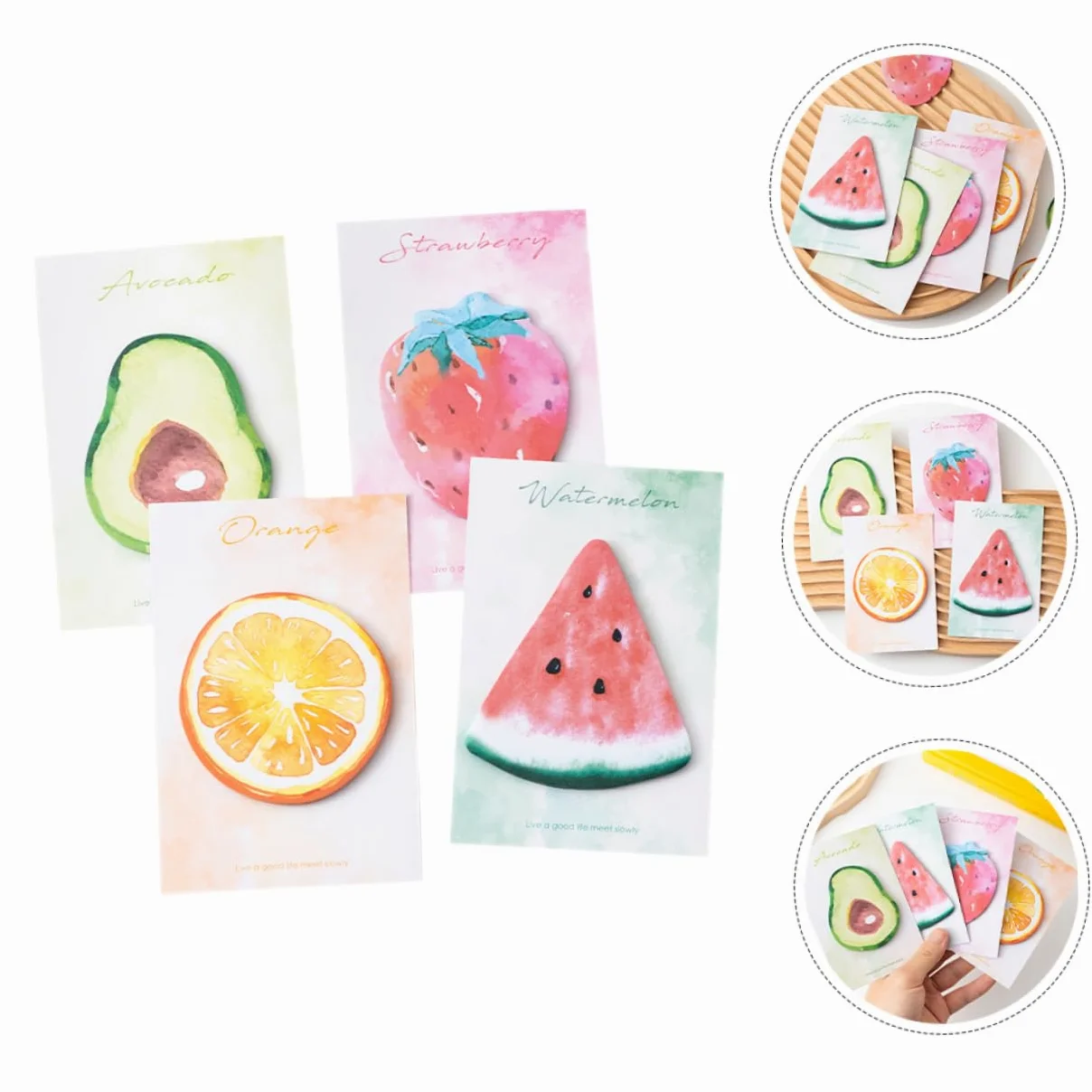 NUOBESTY 4pezzi Note Adesivi Note Pads Per Include Angurie e Avocado Per Pratici e Riposizionabili