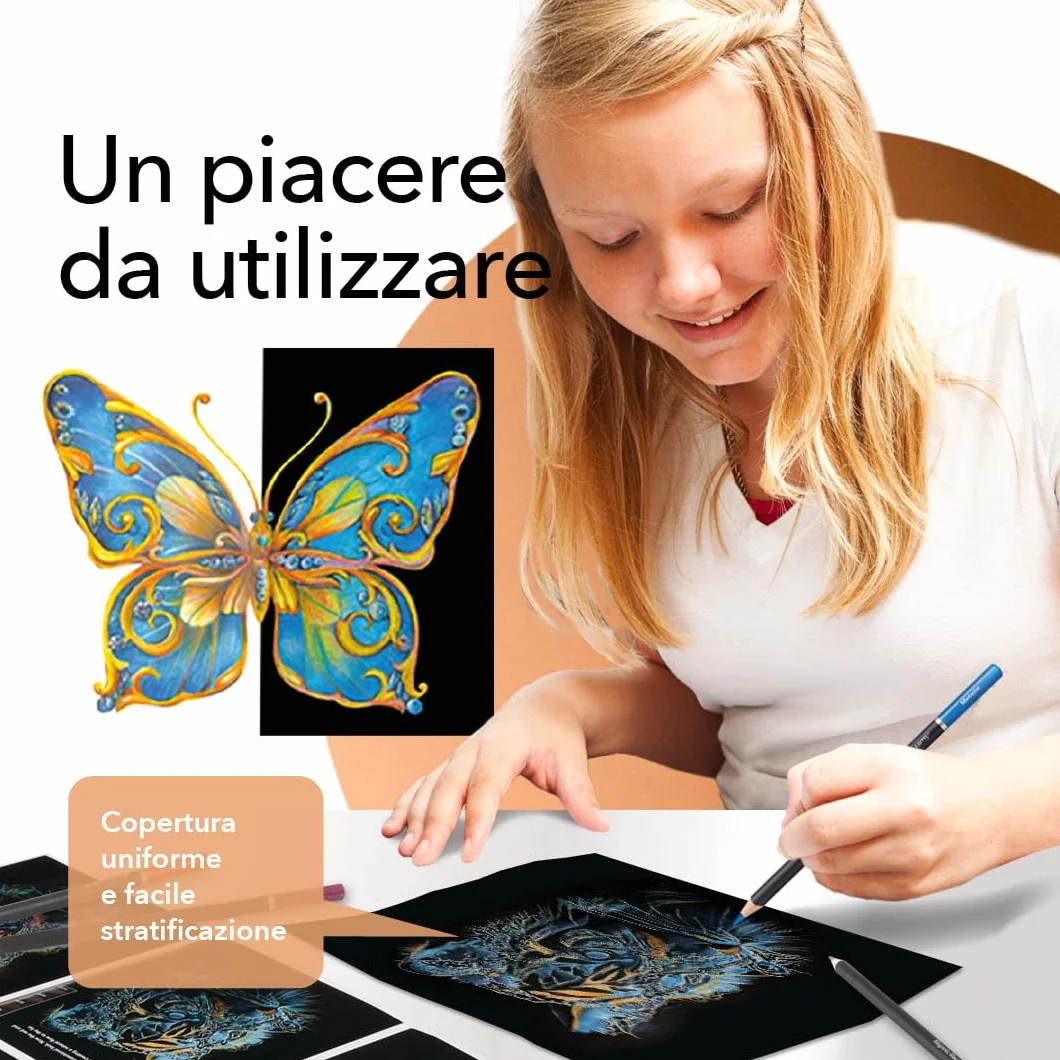 Castle Art Supplies Set di Matite Metalliche | 48 Tonalità Scintillanti dall’Anima in Cera per Artisti Adulti, Professionisti e Coloristi | Protetto e Disposto in un Cofanetto di Metallo