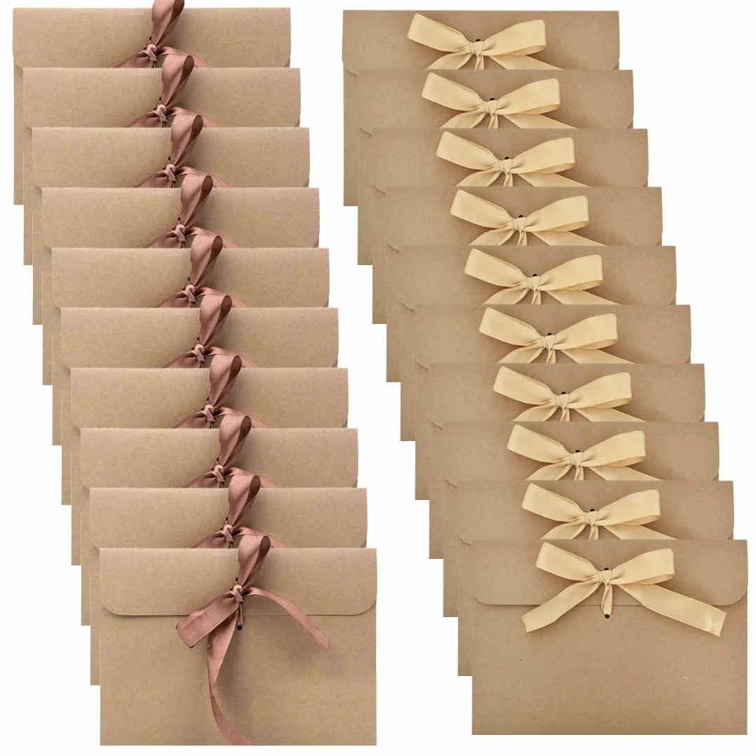 WeddHuis 20 Pezzi Busta di Carta Kraft Riciclata Vintage per Compleanno Matrimonio Inviti