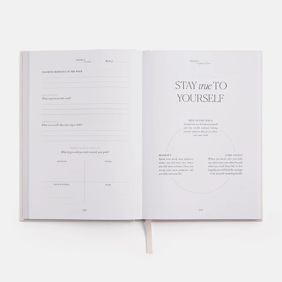 LIFE&Style Planner di Leonie Hanne, diario giornaliero per gratitudine, lavoro e benessere con suggerimenti riflettenti, pianificazione settimanale degli obiettivi, approfondimenti di stile, agenda di